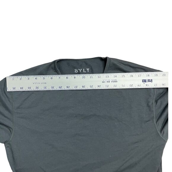 Bylt Shirt Mens M Drop Cut S/s Lux Grey Premium Gym Performance Stretch Workout - Picture 7 of 9